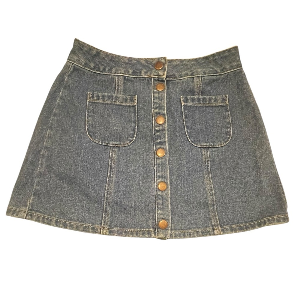 BRANDY MELVILLE Armelle button up pocketed A-line mini denim skirt - Picture 6 of 10